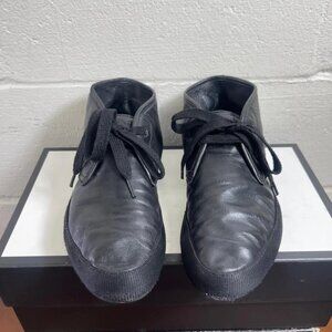 Prada 4T2056 Black Leather Ankle Boots Lace up Men's Size 8 Fits 9 US